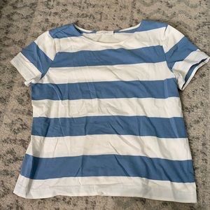 Casual blue and white striped T shirt